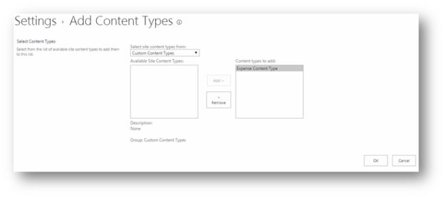 Expense Content Type